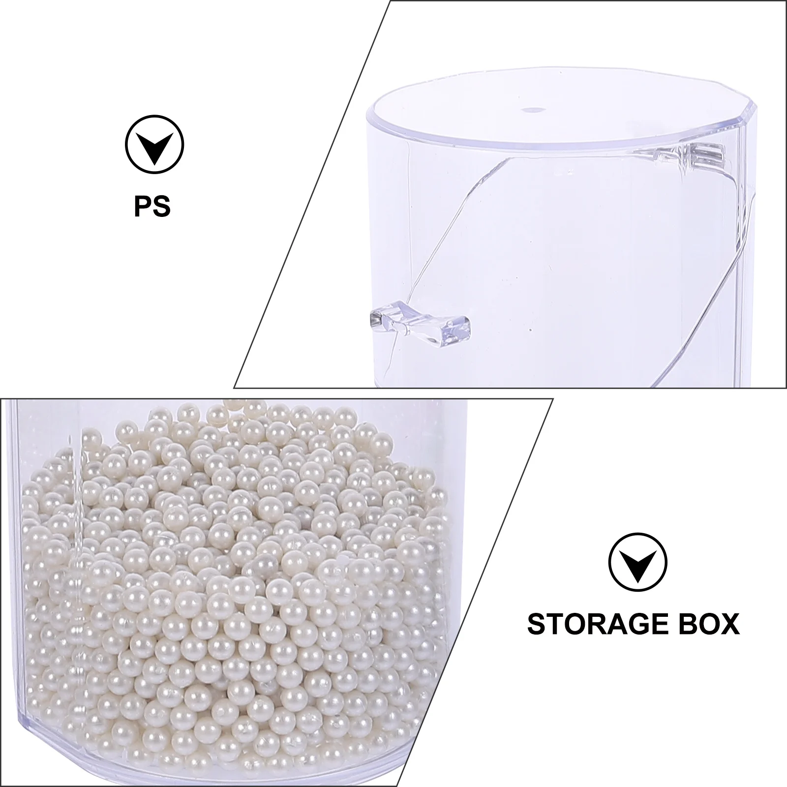 

Clear Makeup Brush Box Crystal Pearls Brush Holder Storage Organizer Desktop Vanity Display Organizer