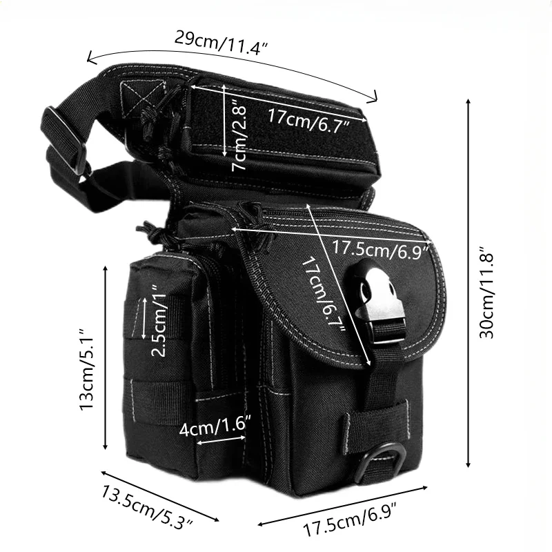 Tac Leg Bag with Fixed Waist Belt  Molle System Assult  Pack for Hunting Accessories Army Style Exploring Outdoors