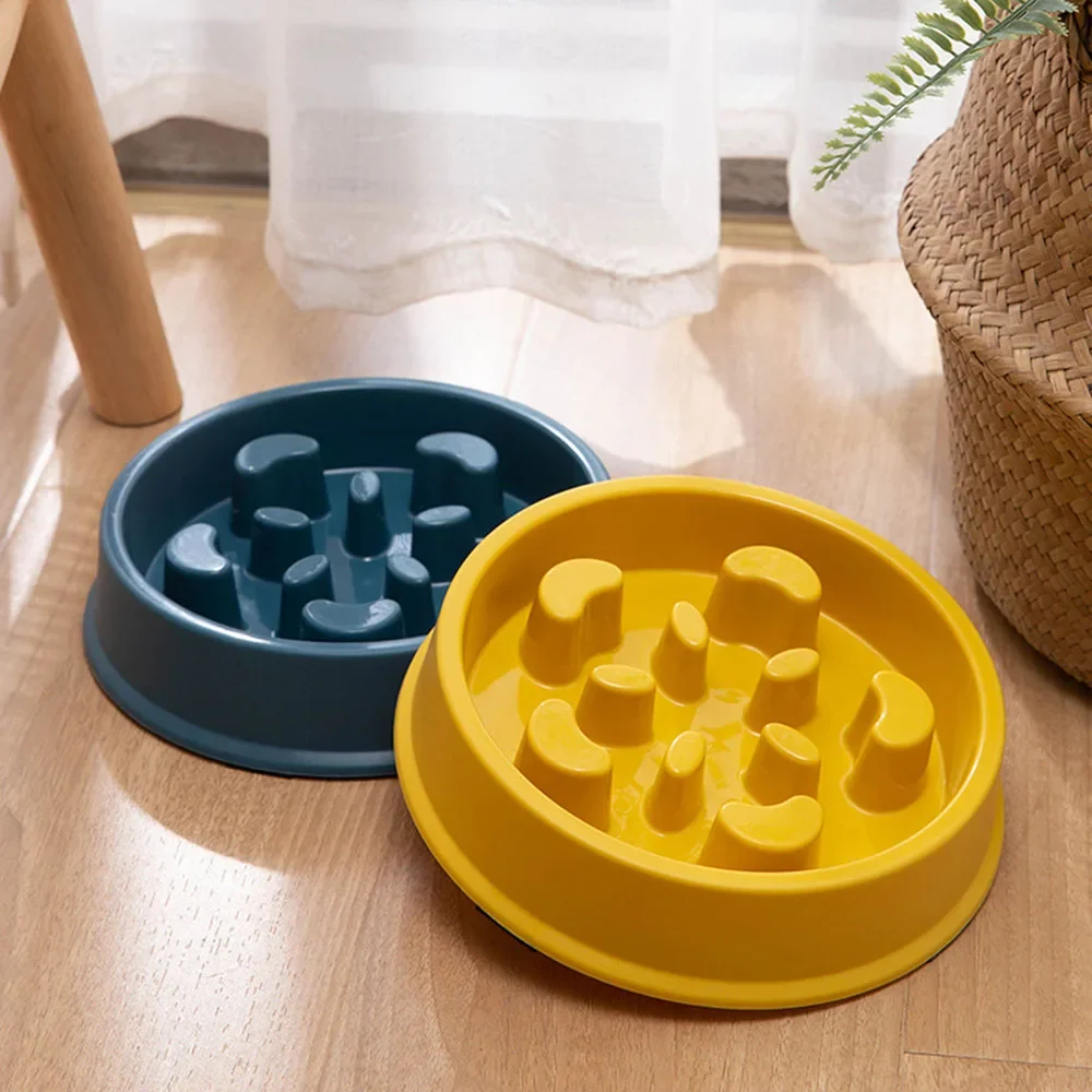 Pet Plastic Anti Choking Slow Food Bowl Round Thickened Meal Plate Slow Feeder Consuming Dog Energy Not Removing Home