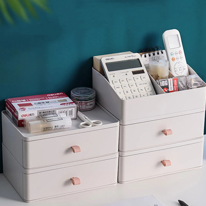 

Desk Office Organizer Bins Stackable Storage Holder Desktop Makeup Pencil Pen Sundries Plastic Storage Container School Supplies