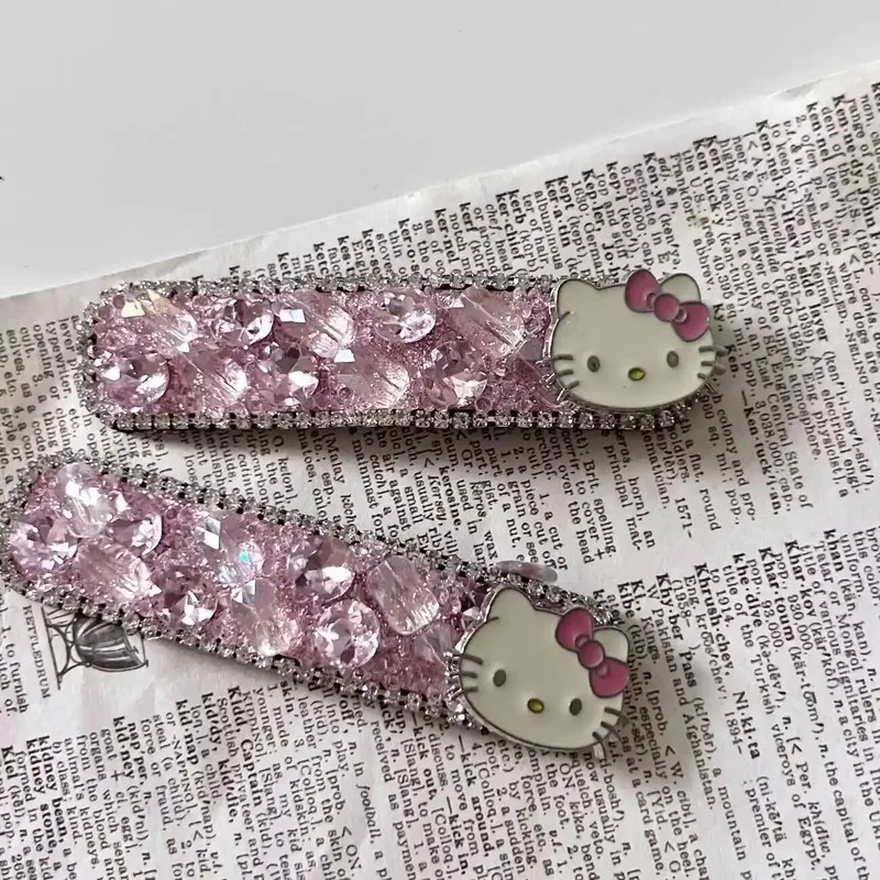

In Stock Flash Diamond Hello Kitty Hair Clip With Light Luxury And High Quality Featuring Bangs Broken Hair Versatile Hair Clips