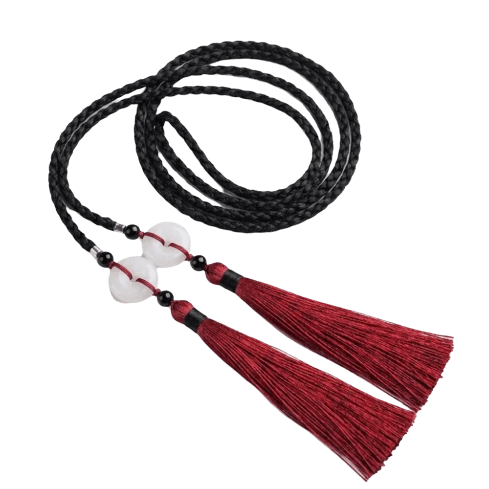Retro Handgewebter Hanfu Taillengürtel Chinesischer Stil Traditioneller Quasten-Taillenriemen Ping An Anhänger Taillenseil für Männer und Frauen – Detail 6