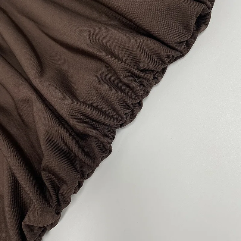 Autumn Winter New Evening Dress Solid Color Temperament Fashion Dress Long Sleeve Pleated High Waist One Shoulder Woman Clothing