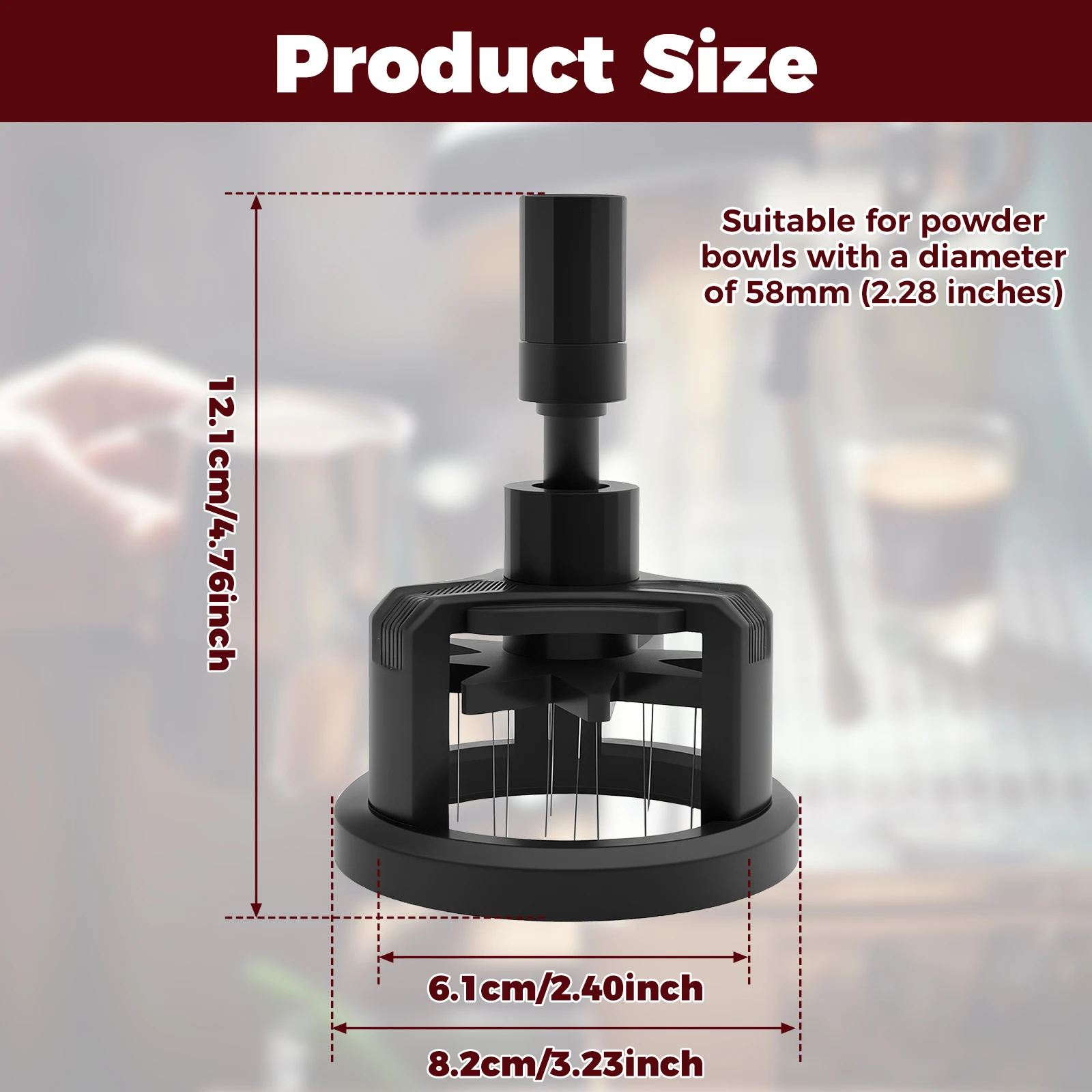 51/58MM Press Rotary Magnetic Suction Coffee Distributor Magnetic Coffee Tamper Needle Adjustable Portable Coffee Stirring Tool