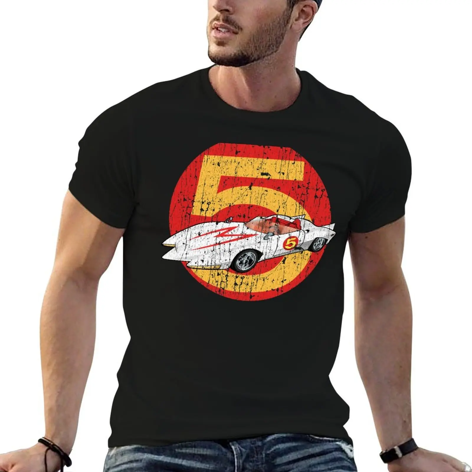 

Mach 5 Distressed Vitage T-Shirt man t shirts for men casual t shirts for man graphic funny T-Shirt