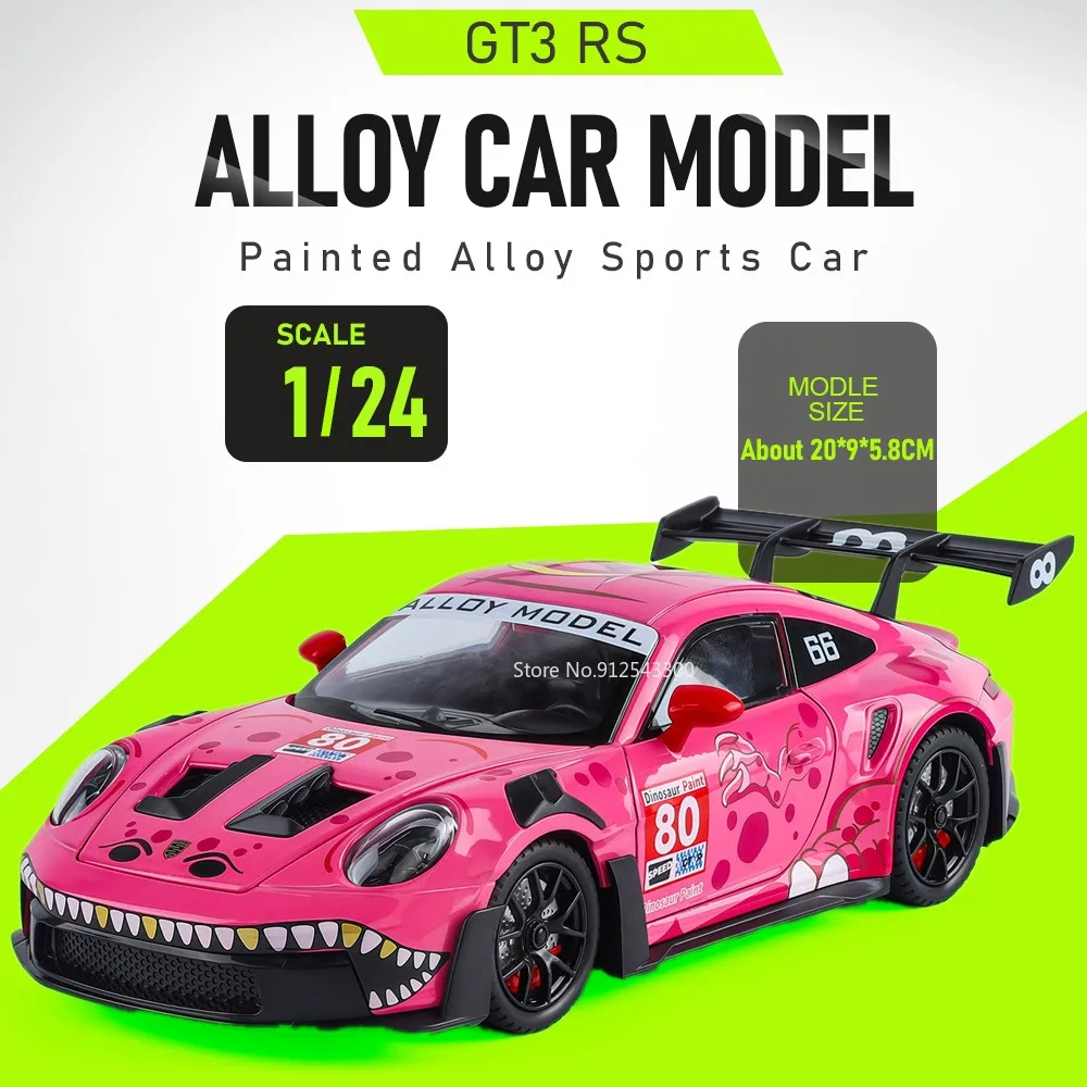 

1:24 Scale GT3 RS 911 Car Model Toy Front Wheel Steer Pull Back Models Shock Absorption Doors Opened Vehicle Festival Gifts