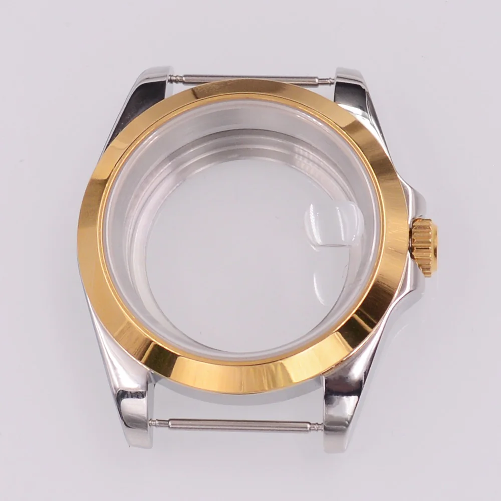 

40MM Pig mouth Sapphire Glass Watch Case Fit NH34 NH35 NH36 PT5000 ETA2824 ST2130 Movement gold