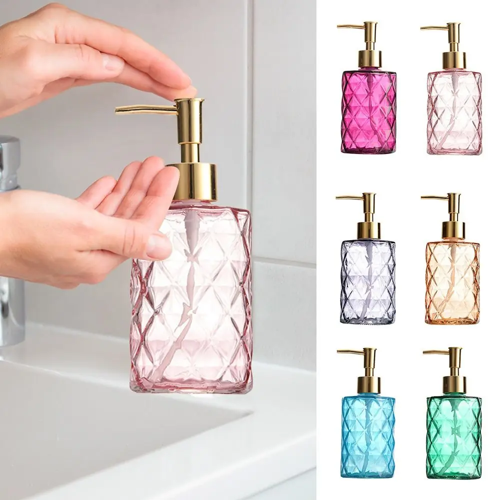 

Light Luxury 330ML Soap Dispenser Bottle Glass Press Empty Bottles Refillable Storage Container