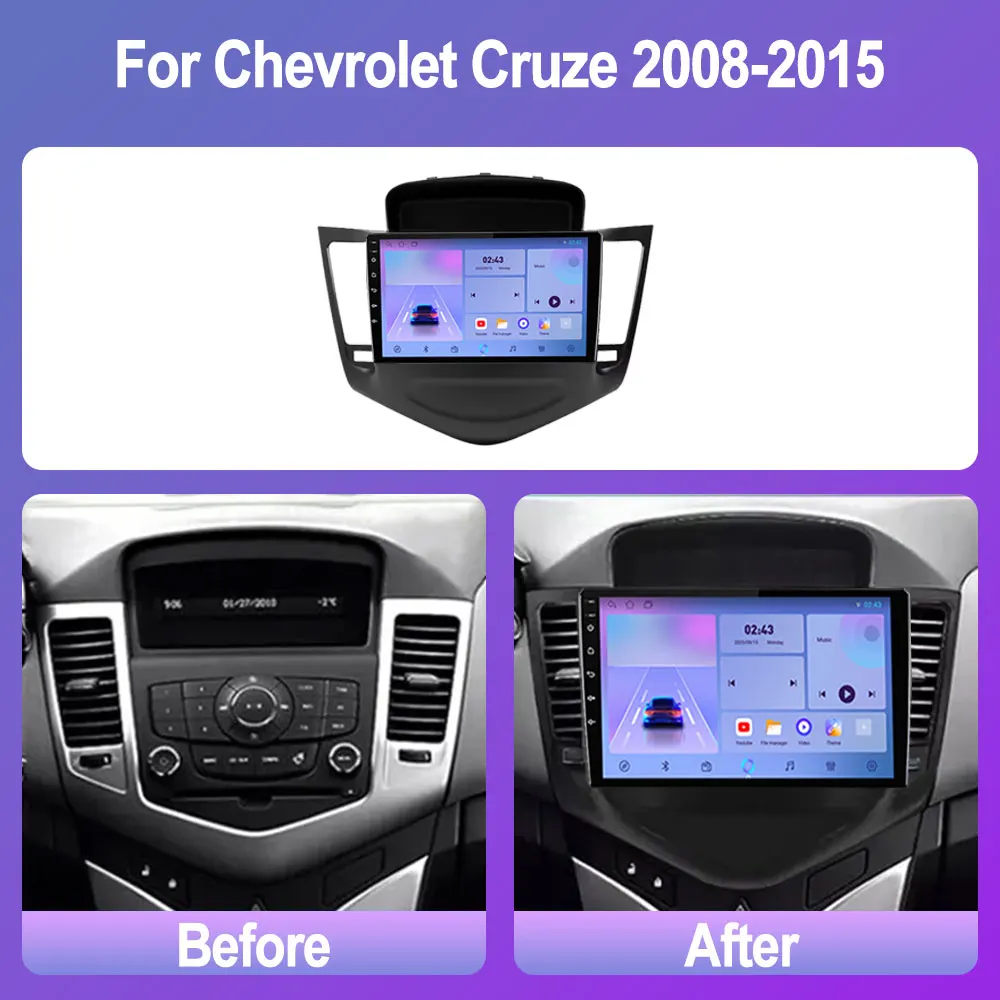 Android 14 Car Radio For Chevrolet Cruze 2008-2015 Stereo Multimedia Video Player Navi GPS CarPlay Autoradio DSP Touch Screen
