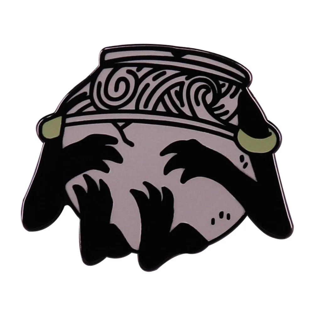 Dark Fantasy Mini Pot Doll Enamel Brooch Cartoon Figure Metal Lapel Pin Jacket Backpack Hat Decor Collectible Jewelry Gift Fans