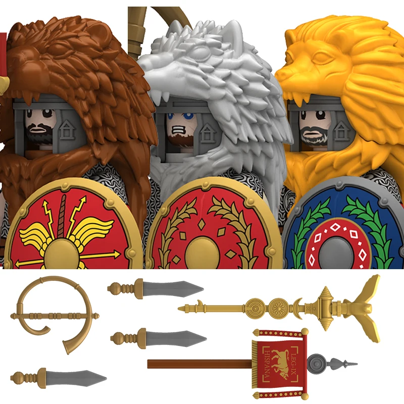 

Middle Roman Series Building Blocks Castle Medieval Military Knight Soldier Figures Legion Army Warrior Shield Bricks Toys Gifts