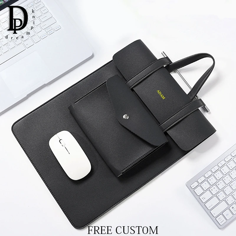 Custom Logo Business Briefcase Large Capacity Leather Portable Laptop Bag Woman Man USB Storage Bag Personalized Luxury Tote Bag