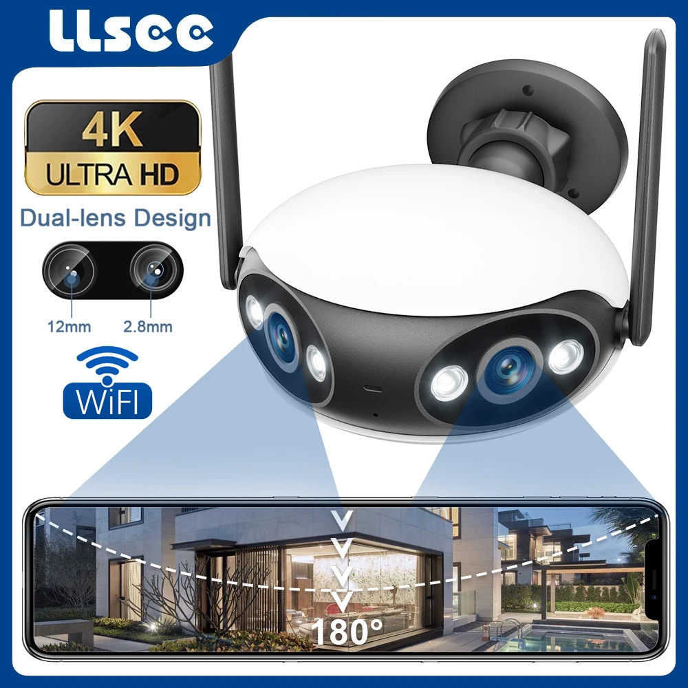 LLSEE-ICSEE, 8MP, wireless outdoor safety monitoring camera, intelligent full color night vision, IP66 waterproof, WFFI camera