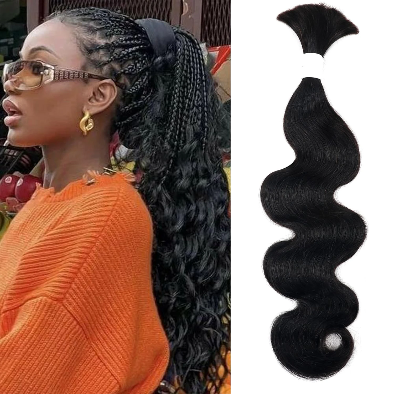 Braiding Hair Human Bulk Hair Deep Wave Bulk Human Braiding Hair for Braids Hair No Weft Deep Wave Human Hair Extension 50-80cm