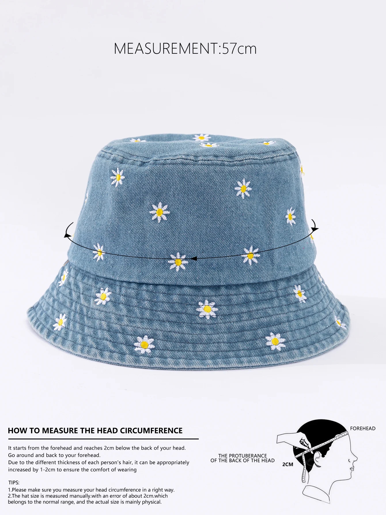 Little Daisy Embroidered Fisherman Hat for Women in Spring and Summer Fashion Versatile Sunshade and Sunscreen Show Small Face