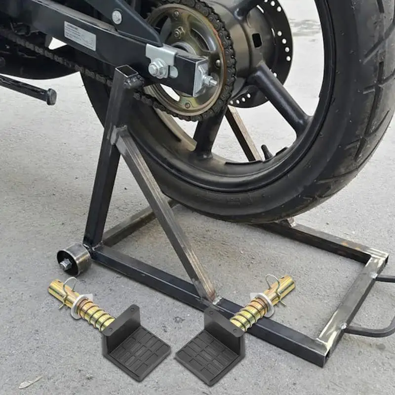 Soporte de alta resistencia para motocicleta, accesorio de 2 piezas, marco de elevación de motocicleta, soporte de cabeza de estante de estacionamiento, brazo basculante en forma de U, soporte de elevación de carrete