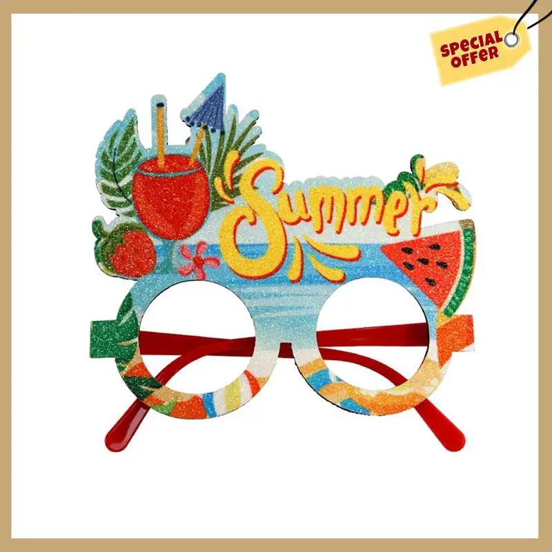 1 PCS Óculos havaianos de verão conforme mostrado em feltro + moldura de óculos fotográficos de coqueiro de plástico, C