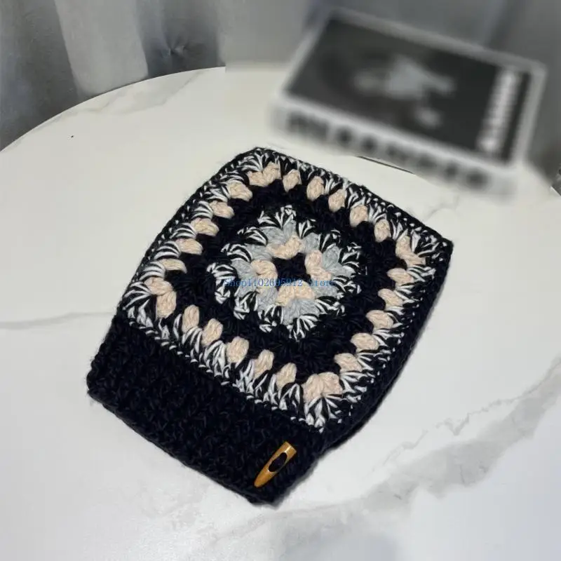 

N7YE Vintage Knit Hat Hooded Hat Scarf Knit Beanie Hat Ear Hat Girls Knit Earflap Beanie Winter Warm Hooded Hat