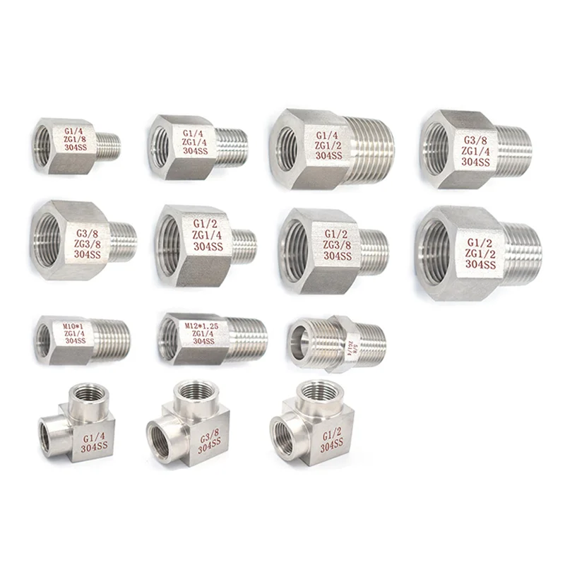 Styl pogrubiający wysokociśnieniowy adapter manometru ze stali nierdzewnej 304 manometr złączki rurowe 1/8 ''1/4'' 3/8'' NPT