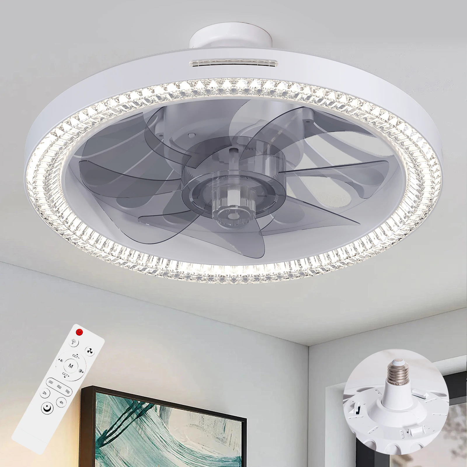 GDLUOAO 13 Inch Modern Ceiling Fan with Light And Remote Control Easy Install E26/E27 Base Socket Fan Light