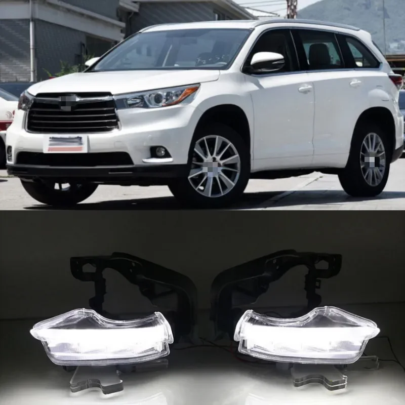 1 Pair Car Front Bumper LED DRL Daytime Running Lights Lamp Fog Light Car Styling for Toyota Highlander 2014 2015 2016