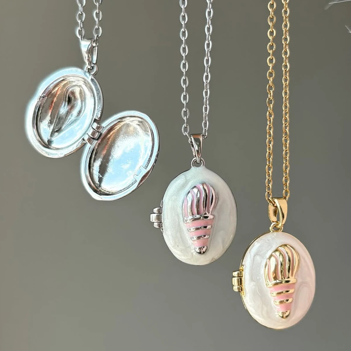 Vintage Emaille Herz Foto-Medaillon Anhänger Halskette für Frauen Minimalistischer Luxuriöser Nicht-Verblassender Edelstahl Schmuck Accessoire – Detail 16