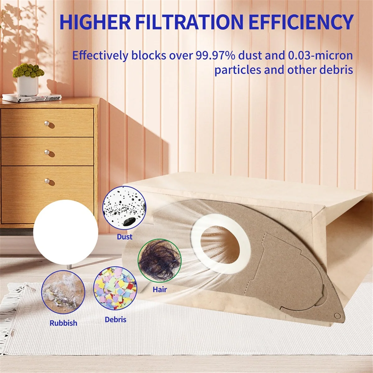 QA88X 20 Pcs Vacuum Cleaner Bags for Karcher WD2, Reusable Bags, for Karcher WD2 MV2 WD 2.200 WD2250 A2004 A2054,6.904-322.0