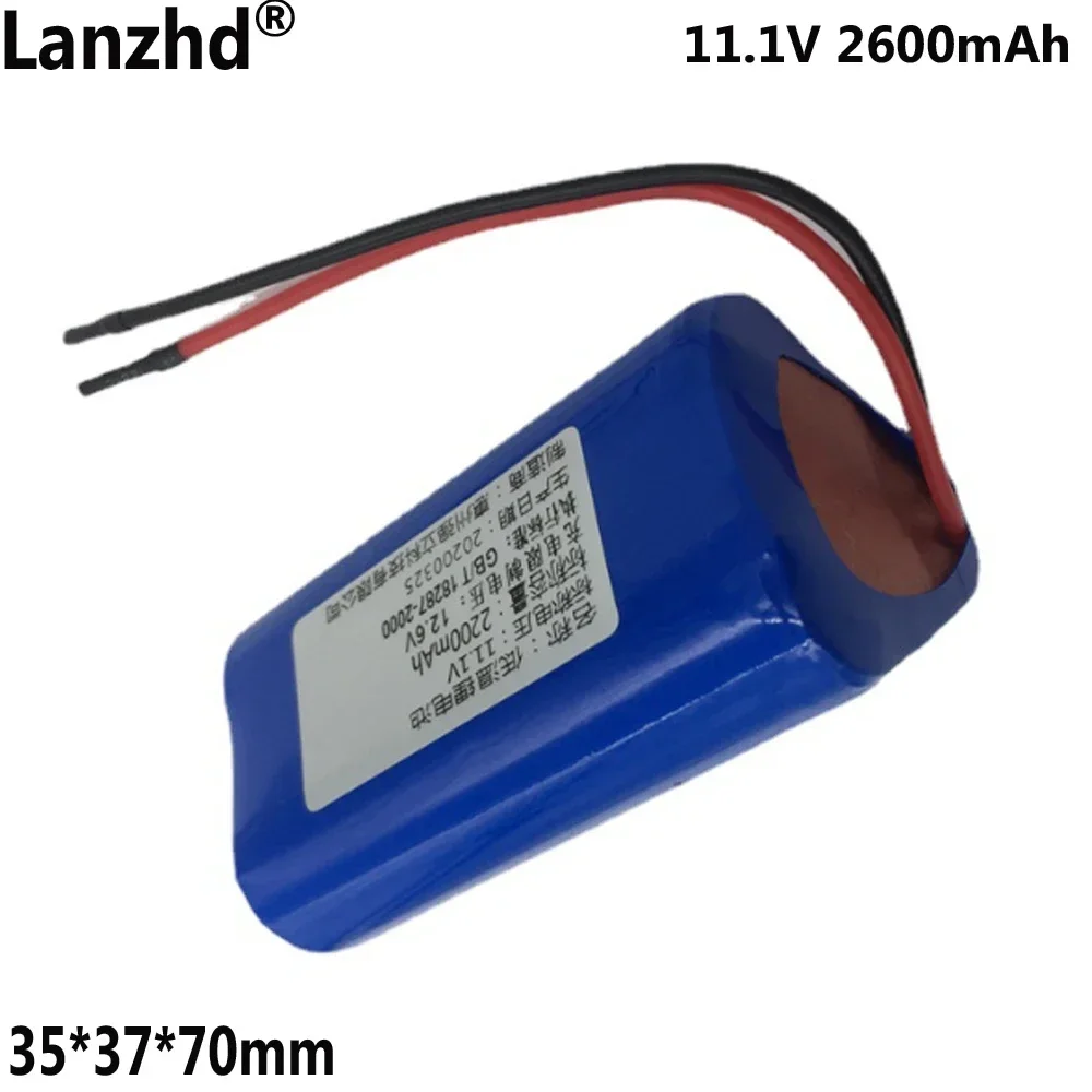 

18650 Battery pack 11.1V 2600mAh For Medical device battery LED light strip Monitoring equipment Speaker outdoor night 35*37*70m