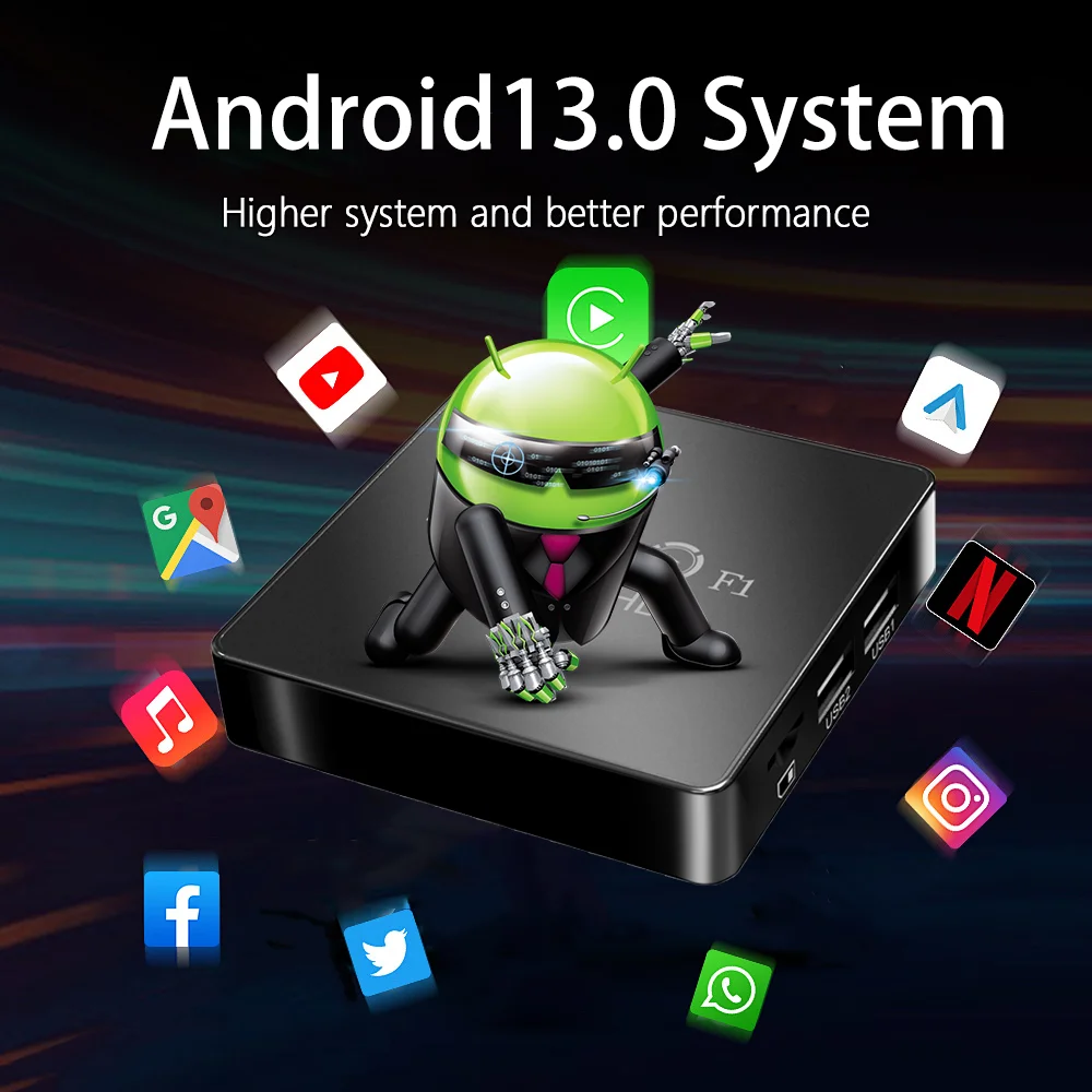 MX10 F1 Android Smart TV Box 2GB RAM 16GB eMMC flash Allwinner H313 4K Media Player Build in Wi-Fi 2.4G + BT5.0