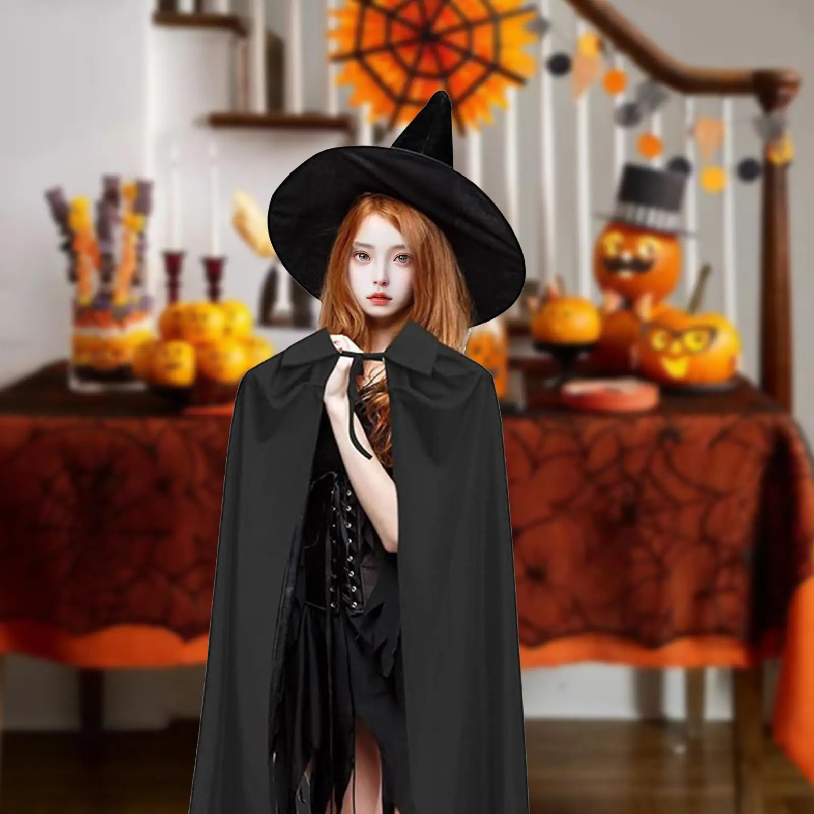 

2x Pointed Wizard Hat,Black 140cm Cosplay Props,Halloween Cosplay Cloak Cape