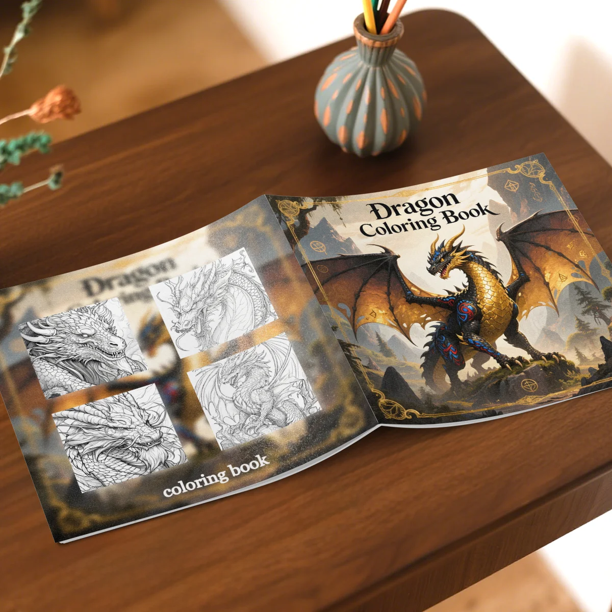 Dragon Bold-Easy Patterns Coloring Book for Adults Cute Line Drawing Art Book Stress Relief Perfect Gift for Birthday Party