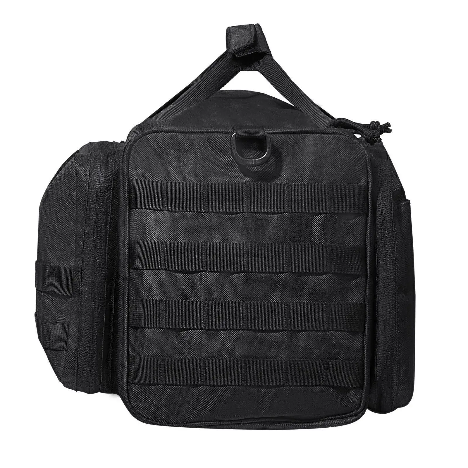 Bolsa durável para alcance de pistola, capacidade de 3 pistolas, 6 bolsas magnéticas, 14,2x12,2x10,2 pol. 600D, painéis molle de poliéster, zíperes com fechadura