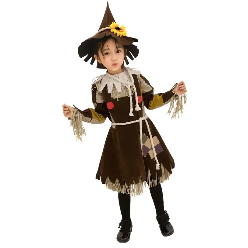 Halloween The Wizard Of Oz Scarecrow Parent-Child Costume Carnival Party Performance Circus Clown Horror Ghosts Quinn Dress lf[5