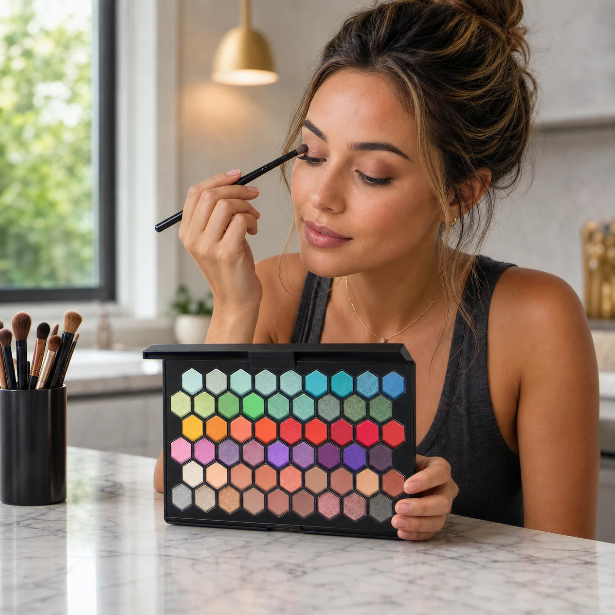 HTMCK Earth Tone Eyeshadow Palette Matte Shimmer Glitter Stage Makeup Eye Shadow gallery 4