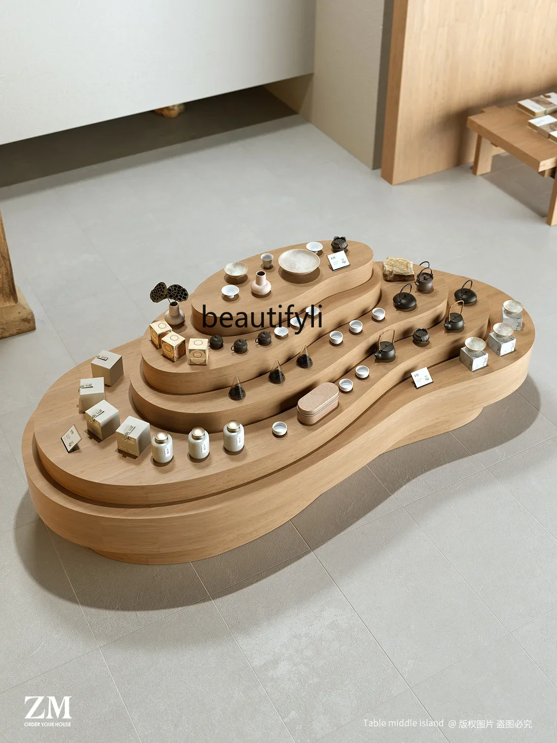 Y1 Multi-Layer Zhongdao Platform Special-Shaped Tea Ware Display Cabinet Tea Shop Store Specialty Tourist Goods Showcase