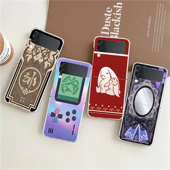 랜야드 휴대폰 케이스 포함 헬로 키티 햄버거, 삼성 갤럭시 Z 플립 3 4 Z 플립 5 6 5G PC 하드 낙하 방지 후면 커버 