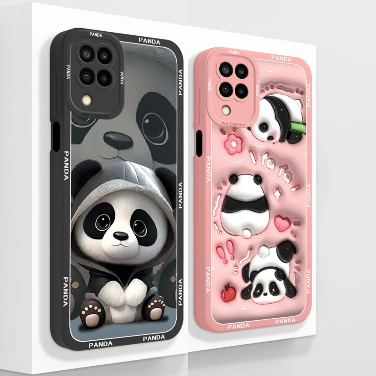 For Samsung Galaxy A12 M12 F12 Case Cute Panda Liquid Silicone Back Cover For Samsung A 12 Funda Full Protection Phone Protector