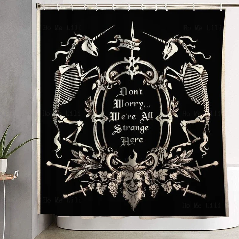 Trippy Jungle Flowers Skeleton The Undead Unicorns Gothic Skull Helmet Motorbike Shower Curtain By Ho Me Lili For Bathroom Decor