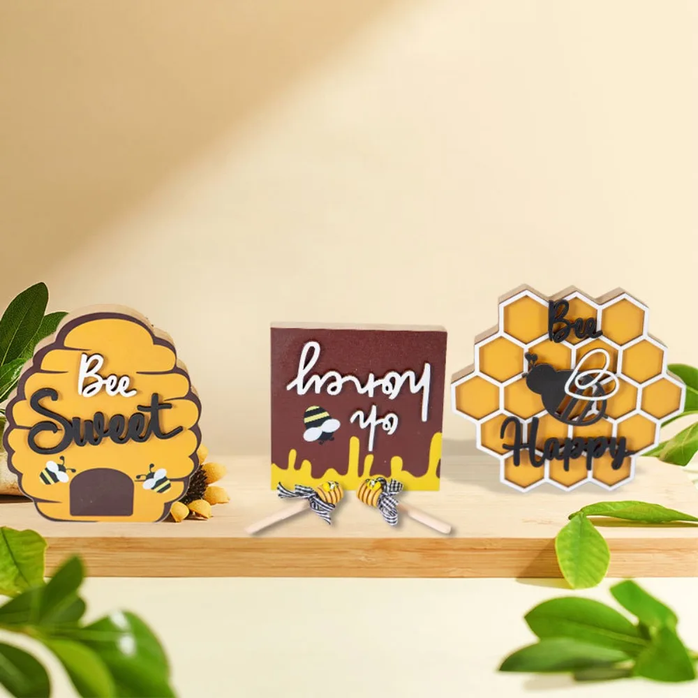 

Creative Cartoon Bee Wooden Crafts Eco-Friendly Simple Bee Ornaments Exquisite Cute Figurines Set Kids Gift