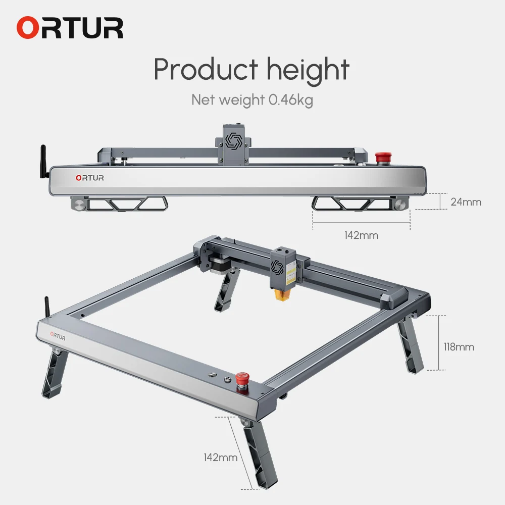 Imagem -05 - Pés Dobráveis Ortur Olm3 para Máquina Gravadora Ortur Laser Master Expandir a Faixa de Altura 45 mm a 118 mm para Trabalhar com o Rotary Melhor