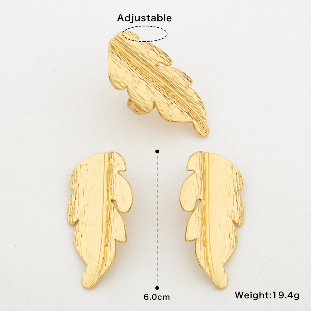 Luxury Gold-Tone Leaf Necklace Earrings Bangle Ring Wedding Bridal Jewelry Set for Women Party Gift Jewellery Woman Chic