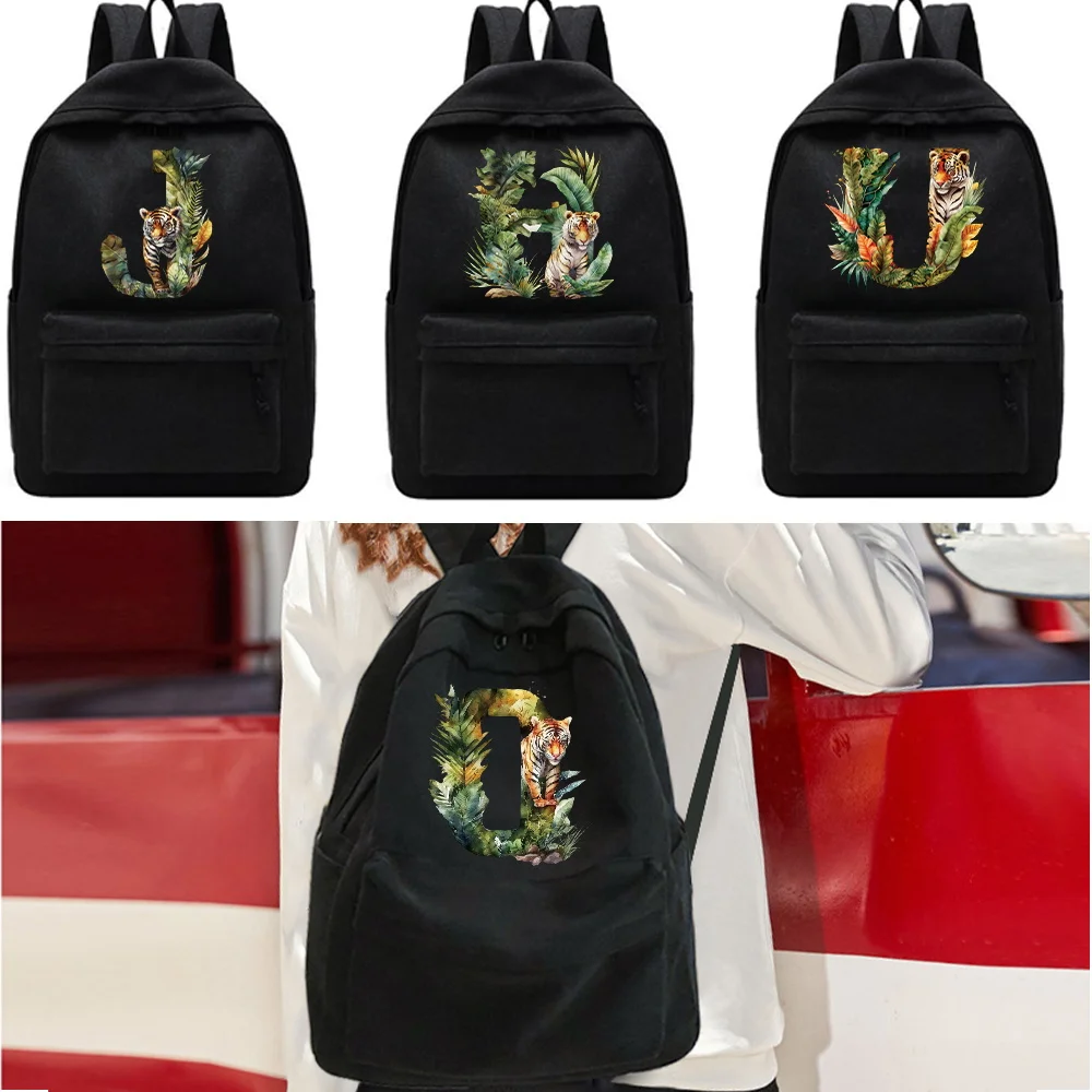 2024 New Travel Bag Backpacks Unisex Laptop School Bags，Teenager Girl Student Backpacks Jungle Tiger Letter Name Print Sport Bag