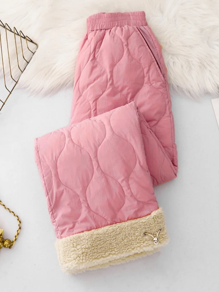 

Хлопковые брюки Thiened, женская зимняя модная верхняя одежда, прямые широкие брюки с высокой талией, повседневные брюки с защитой от холода