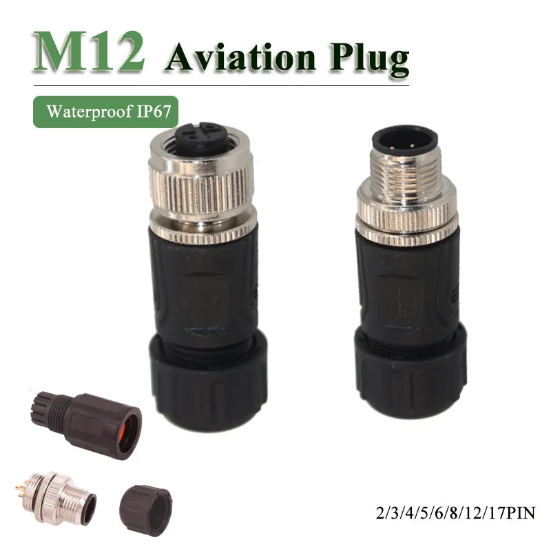 M12 8Pin 12Pin Circle Industrial Waterproof Connector Assembly Welding Aviation Plug 2/34/5/6/17Pin Male Female Cable Connector