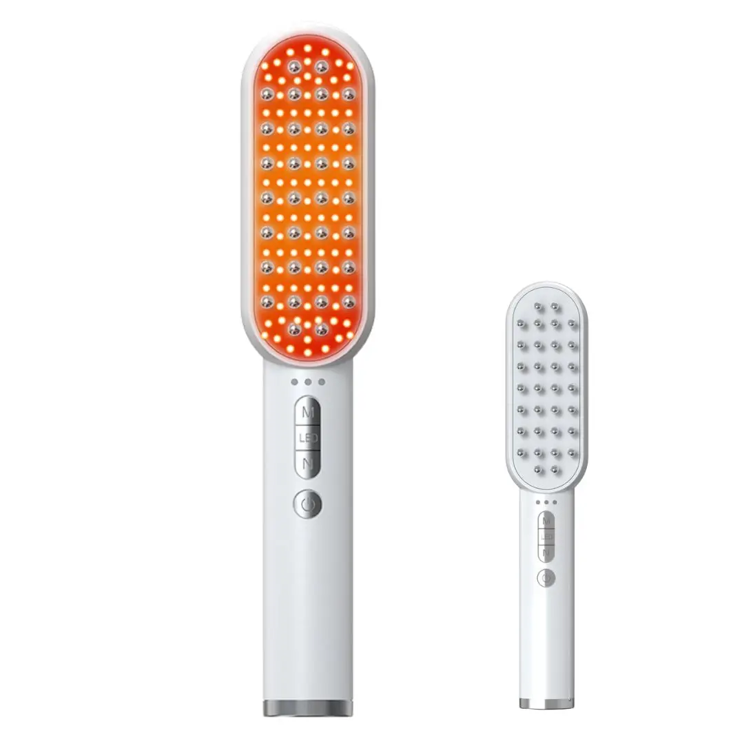 

OEM Custom Logo Electric Hair Growth Comb Led Light Therapy Hair Care Ems Anti Hair Loss Scalp Massage Therapy Comb
