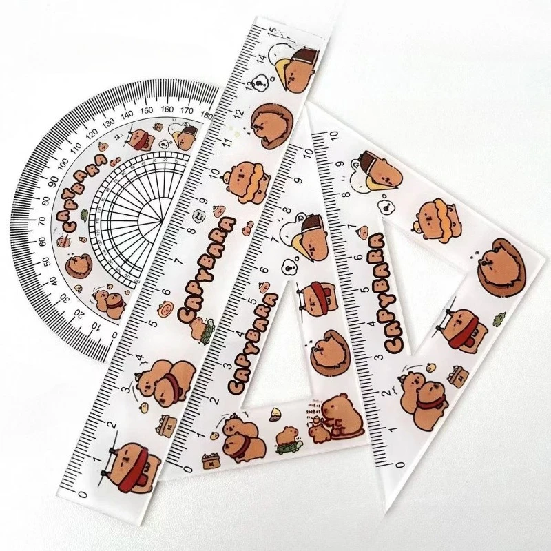 

Cute Capybara Acrylic Ruler Set Orange Animal Triangle Rulers for Students Creative Stationery Gift Student Drafting Supplies