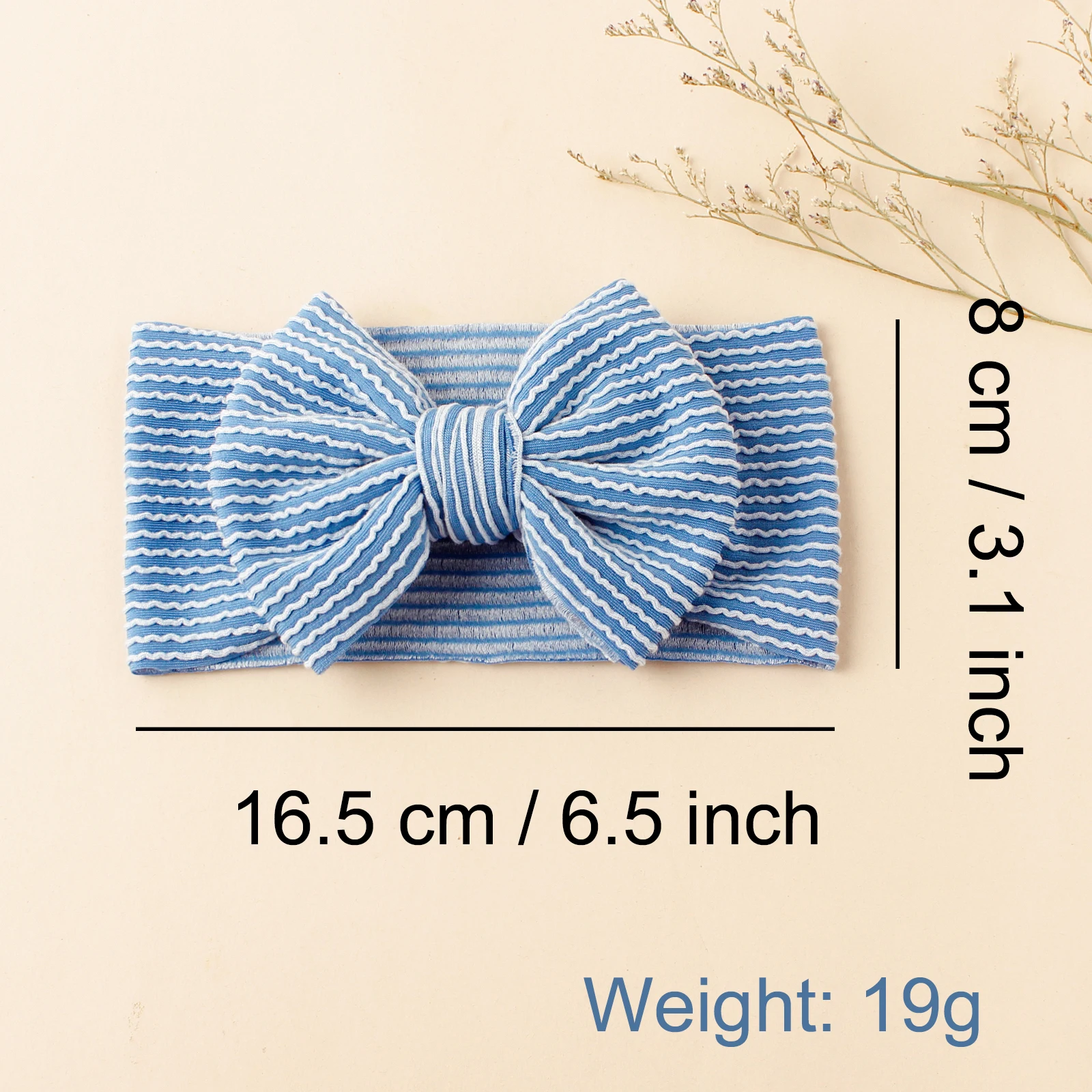 3 Pieces of Soft and Comfortable Elastic Headbands with Cute Striped Bows Perfect for Daily Wear and Photos Suitable For Baby