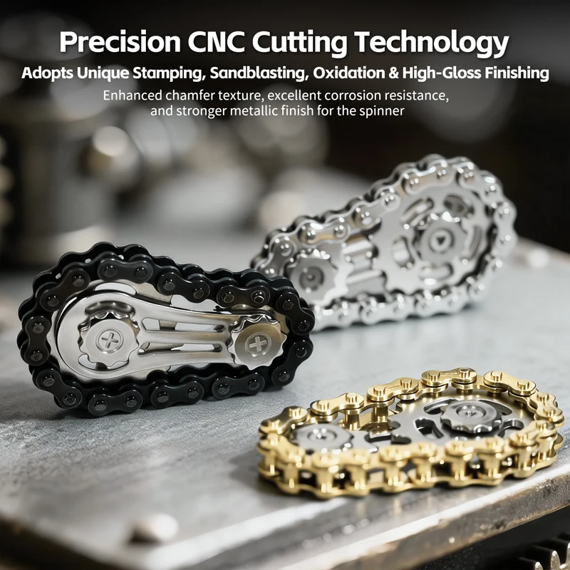 メカニカルフライホイール指先ジャイロスコープフィジェットスピナー抗ストレスメタルバイクチェーンスピナーEDCスピナーフィジェットおもちゃ大人向け