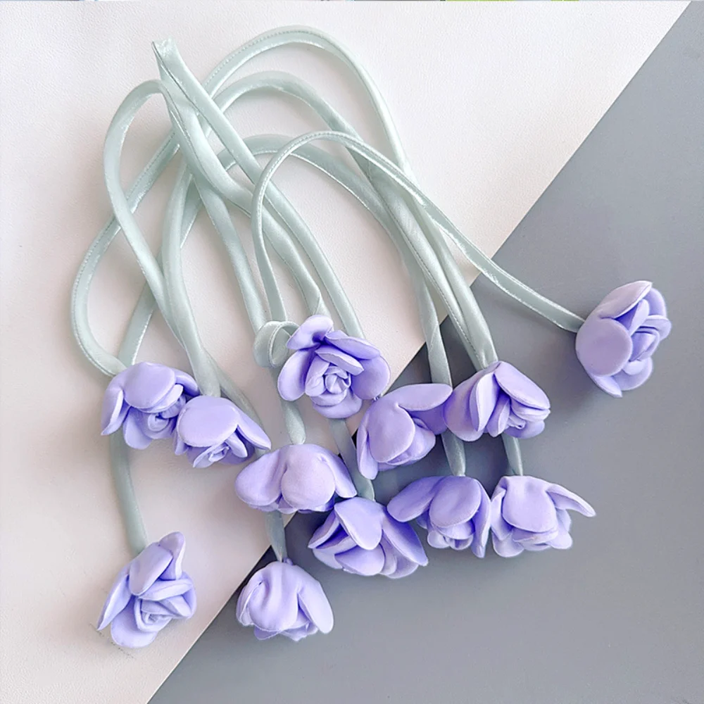 1pc 패브릭 더블 엔드 백합 꽃 새싹 꽃 장식 패치 DIY 스커트 옷 배낭 펜던트 수제 액세서리