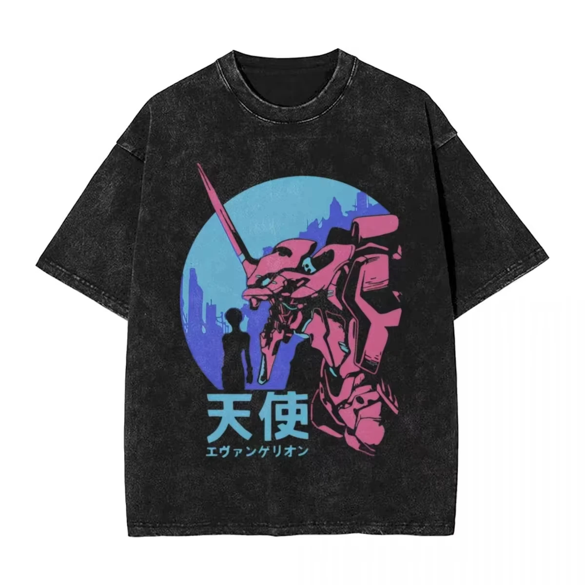 

Streetwear Brand Oversized Men's T Shirts Anime EVA Summer Y2k Clothes Vintage Washed Women Short Sleeved Tee Casual Tops Hiphop